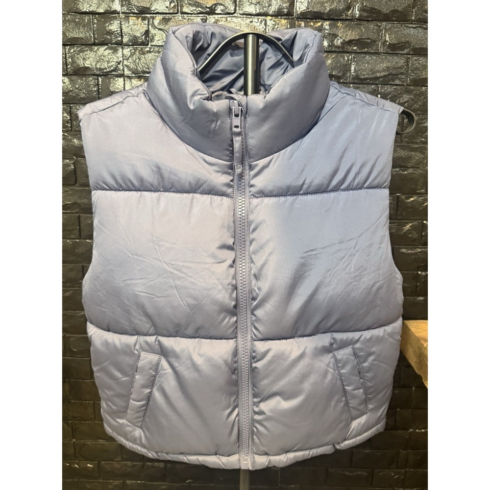 Aeropostale Woman's Puffer Vest Soft Dusty Grayish Blue, Small, Pockets NWT